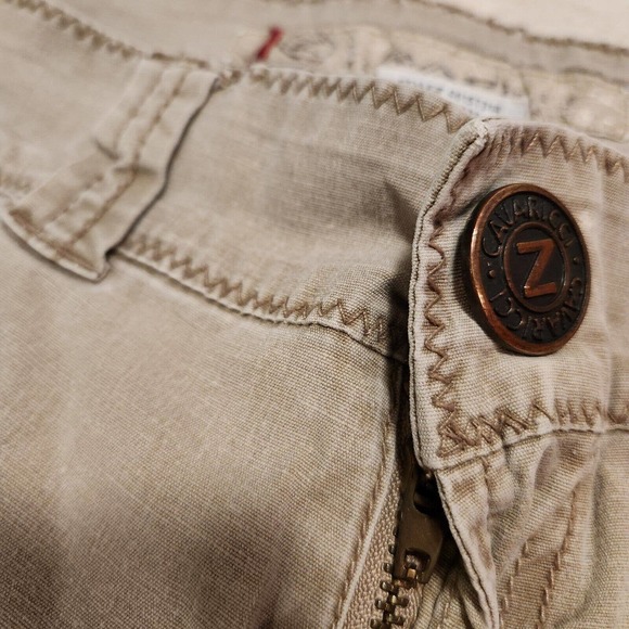 VTG Z Cavaricci Womens Size 5 Utility Cargo Pants Zip Pockets Beige Streetwear - Picture 6 of 16